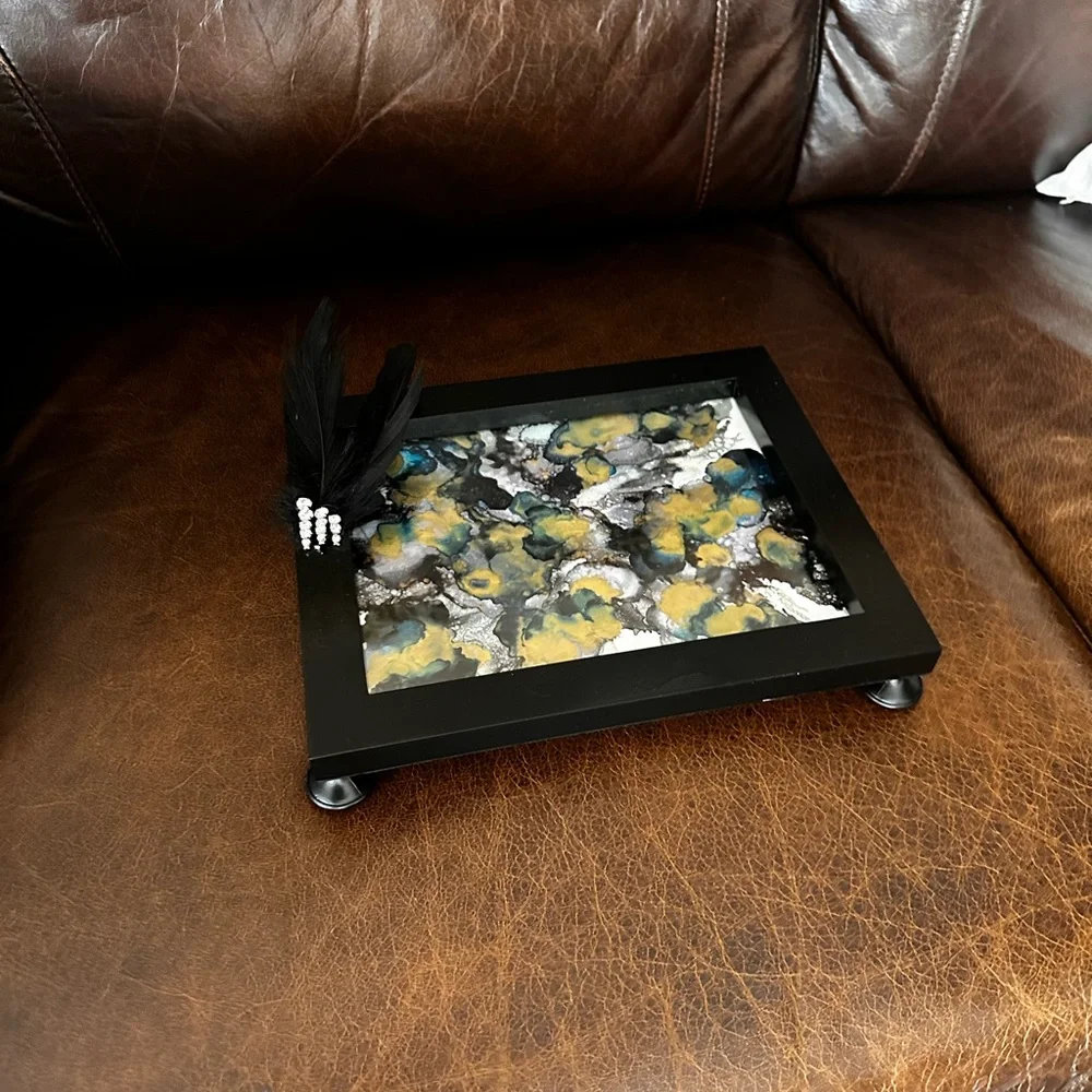 Hand Crafted Black and Gold Decorative vanity accent Tray